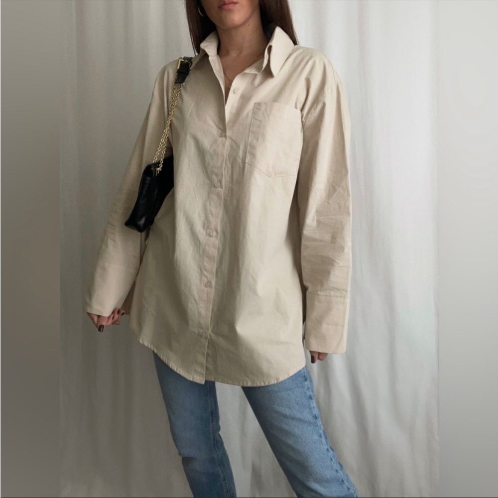 JANE button up top, beige